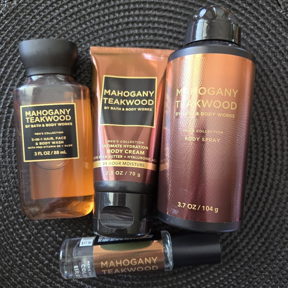 🛍BOGO 50% OFF🛁NWT‼️ Bath & Body Works "Mahogany Teakwood" 4-piece Travel Set